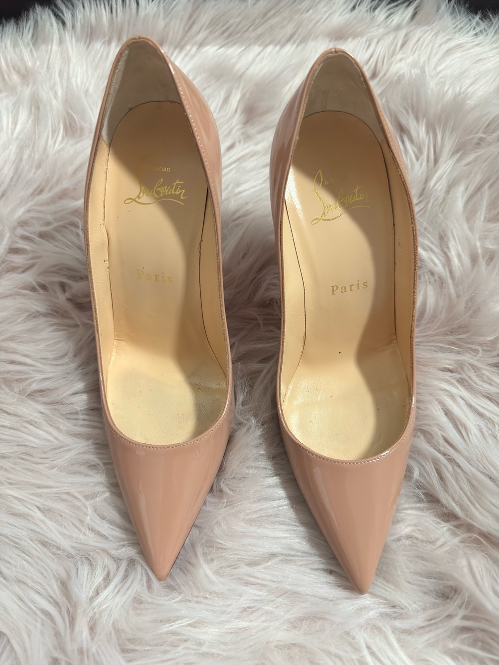 Christian Louboutin Blush Patent Pointed-Toe Pumps